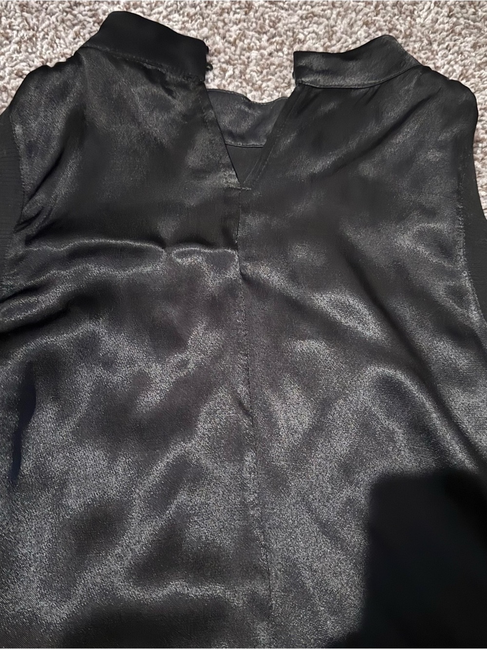 Sleeveless Mock Neck Black Satin Top - Picture 3 of 6